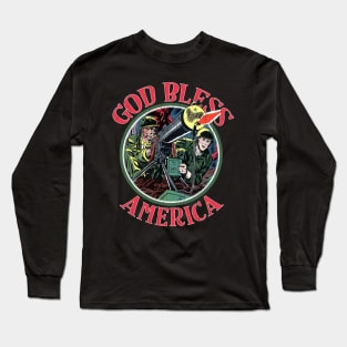 Vintage Worn Military God Bless America Tee Long Sleeve T-Shirt